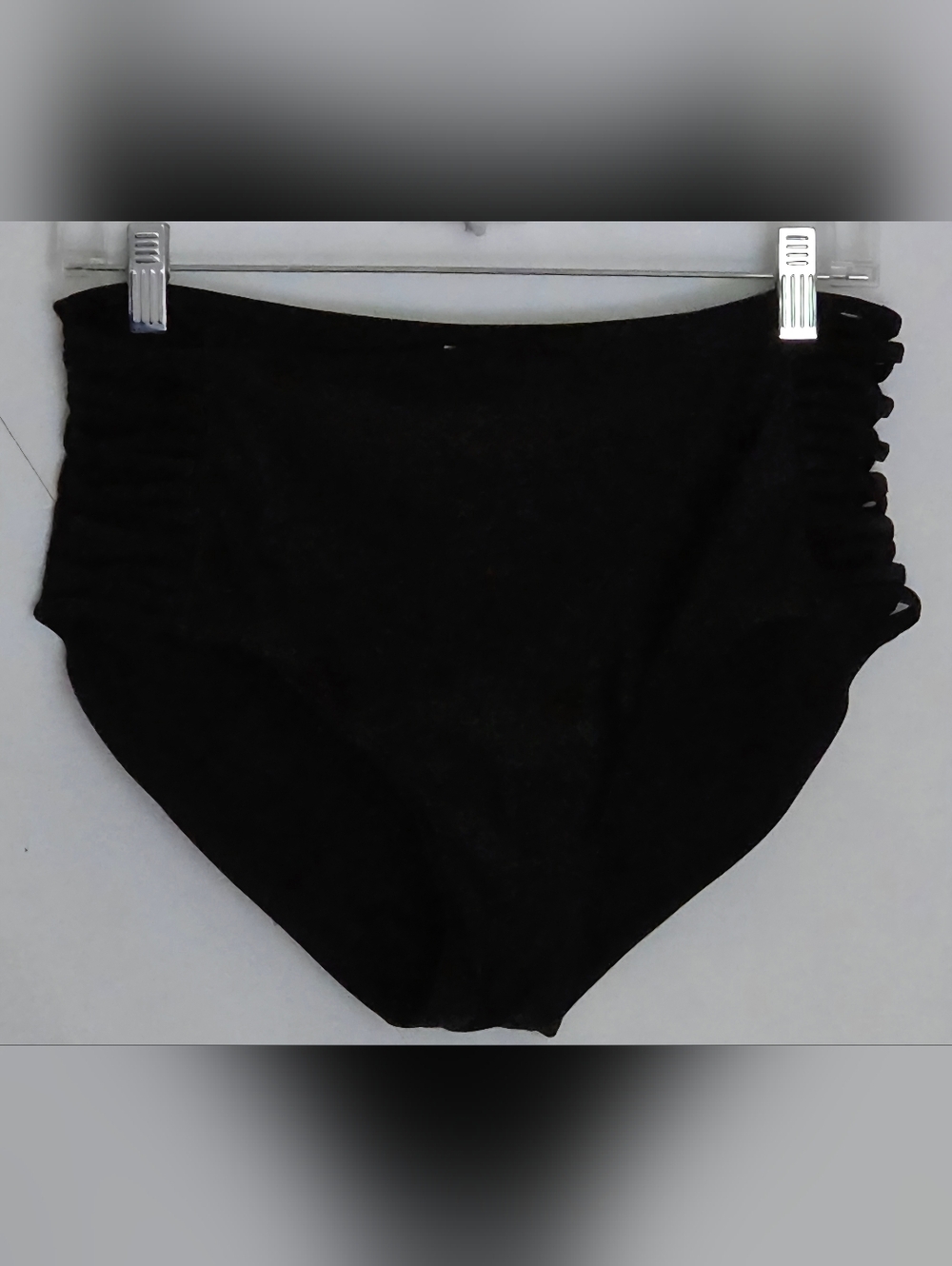 Black High-Waist Side Cutouts Swim Bottom (Sz. L)